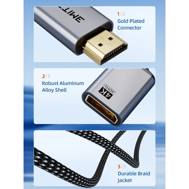 Перехідник Cabletime CP51B HDMI – DisplayPort 4K 60Hz
