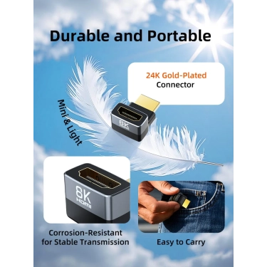 Cabletime CP41G - HDMI перехідник 90 °, 8K60Hz, 4K120Hz