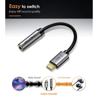 Cabletime CPA6G USB-C - 3.5 мм, 0.15 м, Black