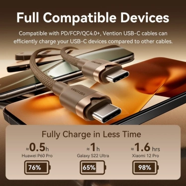 Кабель Vention TRDJH USB-C - USB-C 2 м, 60 Вт