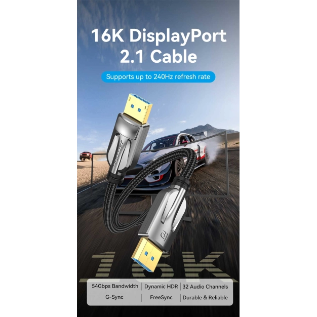 Vention HGABH DisplayPort 2.1 2 м Black - 16K