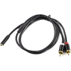 Кабель Vention AUX 3.5 mm F - 2xRCA M (Тюльпан), 1 m, Black (VAB-R01-B100)