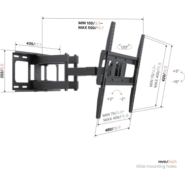 Vogel's UP4053 - поворотний кронштейн для ТБ 32-65", чорний