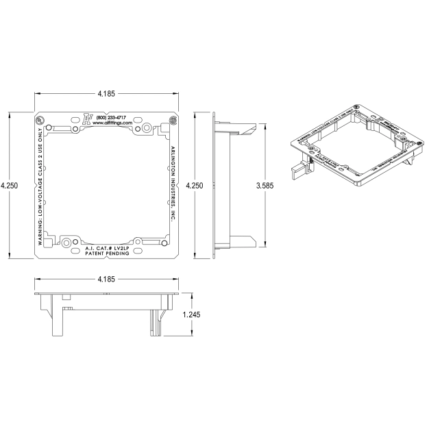 Монтажна рамка Arlington LV2LP 2-Gang біла