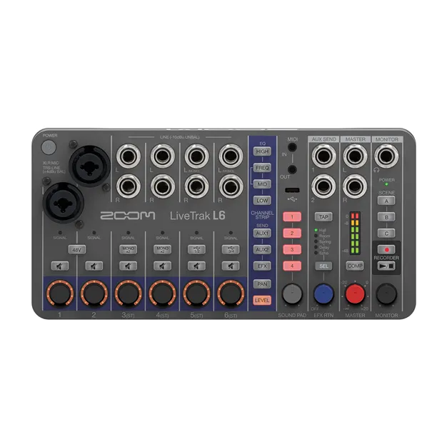 Zoom LiveTrak L6 — вигляд зверху