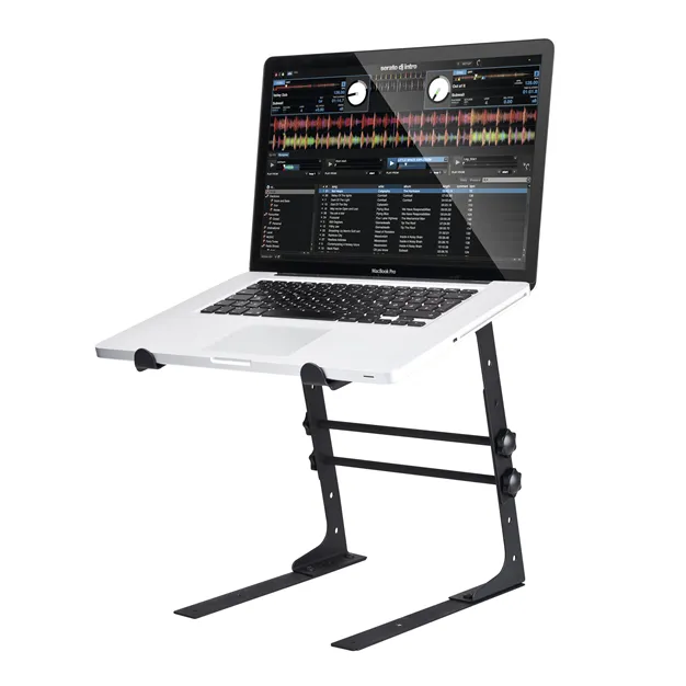 Підставка Reloop Laptop Stand V.2 для ноутбука, чорна — з ноутбуком, ноутбук не входить
