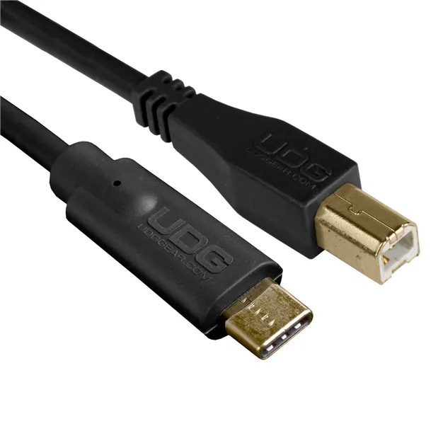 USB-кабель UDG Ultimate USB 2.0 C-B Black 1,5 м U96001BL — штекери USB-C та USB-B