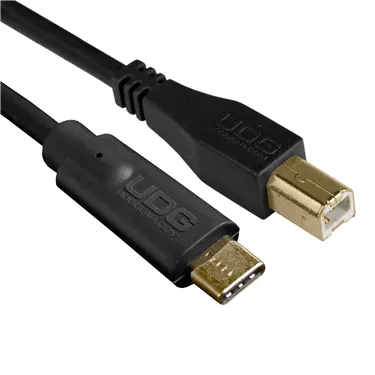 USB-кабель UDG Ultimate USB 2.0 C-B Black 1,5 м U96001BL — штекери USB-C та USB-B