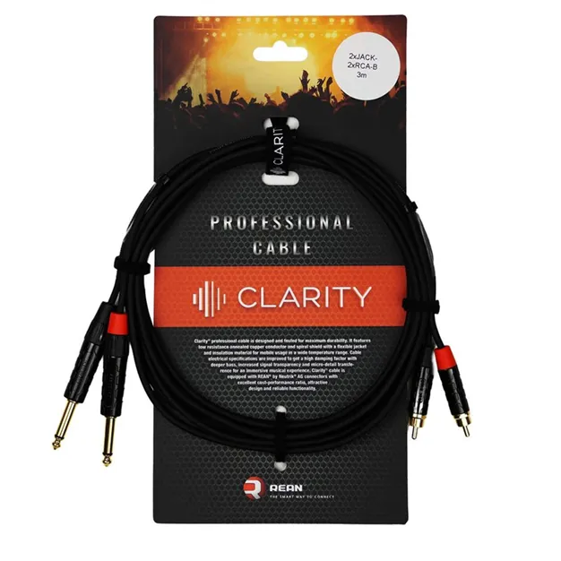 Аудіокабель Clarity 2xJACK-2xRCA-B/3m — точна модель і довжина, пакування