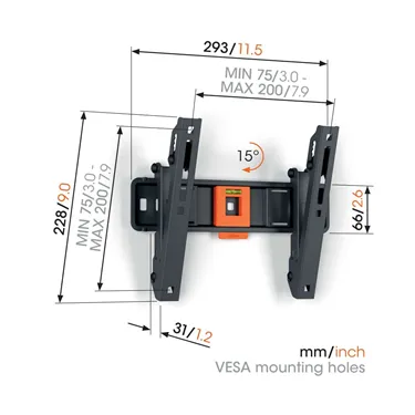 Vogel's TVM 1213, чорний — розмірна схема