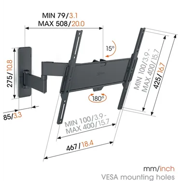 Vogel's TVM 1443, чорний — розмірна схема