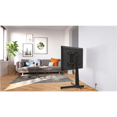 Vogel's TVS 3690, чорний — вигляд ззаду з телевізором — приклад установлення