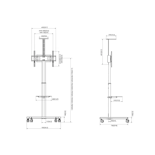 Vogel's ESSENTIAL T1031, чорний — розмірна схема