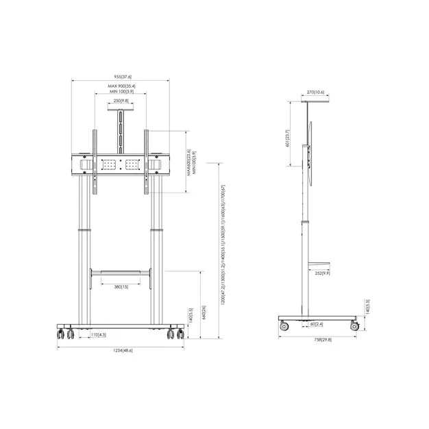 Vogel's ESSENTIAL T1041, чорний — розмірна схема
