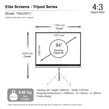 Проєкційний екран на тринозі Elite Screens T84UWV1