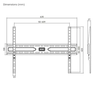 Brateck KL36-46F — схема розмірів
