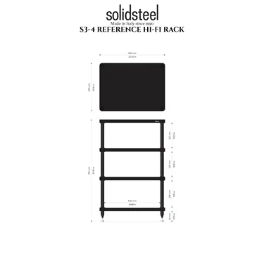 Стійка для апаратури Solidsteel S3-4, чорна — креслення з розмірами