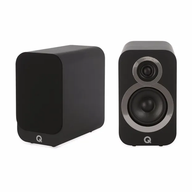 Полична акустична система Q Acoustics 3010i, чорна Carbon Black — загальний вигляд пари
