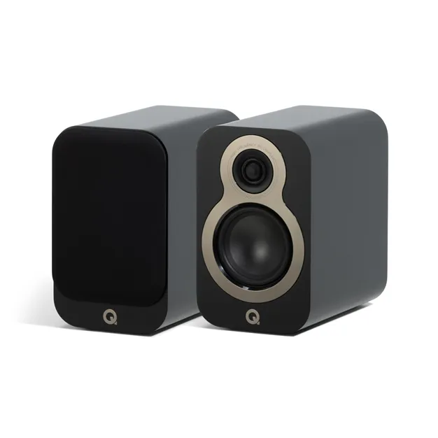Полична акустична система Q Acoustics 3010c, чорна Satin Black — загальний вигляд пари