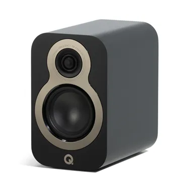 Полична акустична система Q Acoustics 3010c, чорна Satin Black — вигляд під кутом