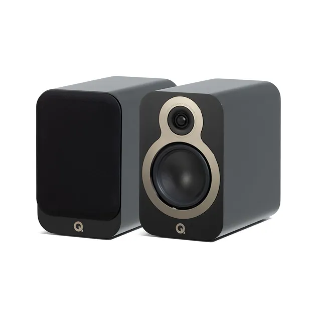 Полична акустична система Q Acoustics 3020c, чорна Satin Black — загальний вигляд пари