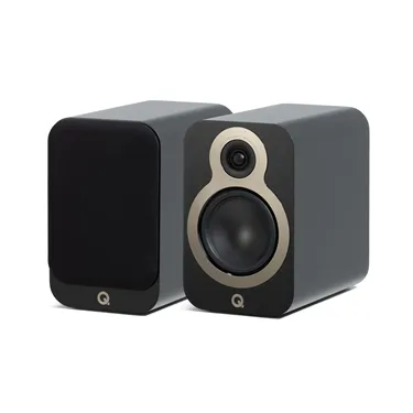 Полична акустична система Q Acoustics 3020c, чорна Satin Black — загальний вигляд пари