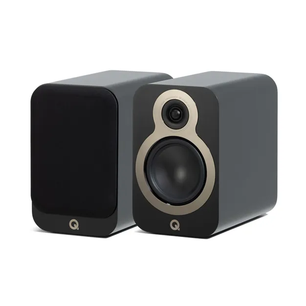 Полична акустична система Q Acoustics 3030c, чорна Satin Black — загальний вигляд пари