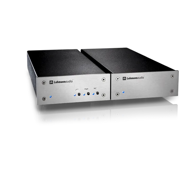 Фонокоректор Lehmannaudio Decade — основний блок і блок живлення (срібляста панель)