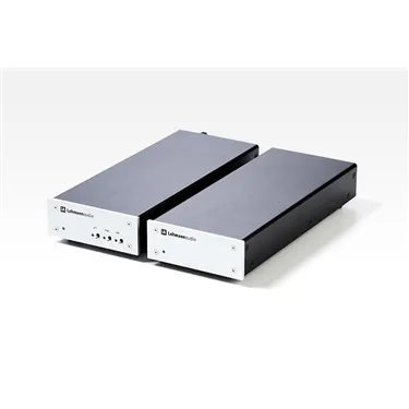 Фонокоректор Lehmannaudio Decade — вигляд під кутом (срібляста панель)