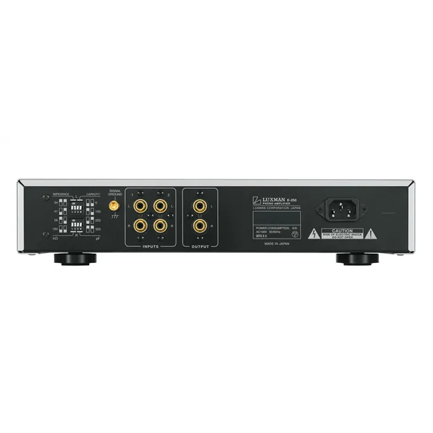 Luxman E-250, сріблястий — задня панель