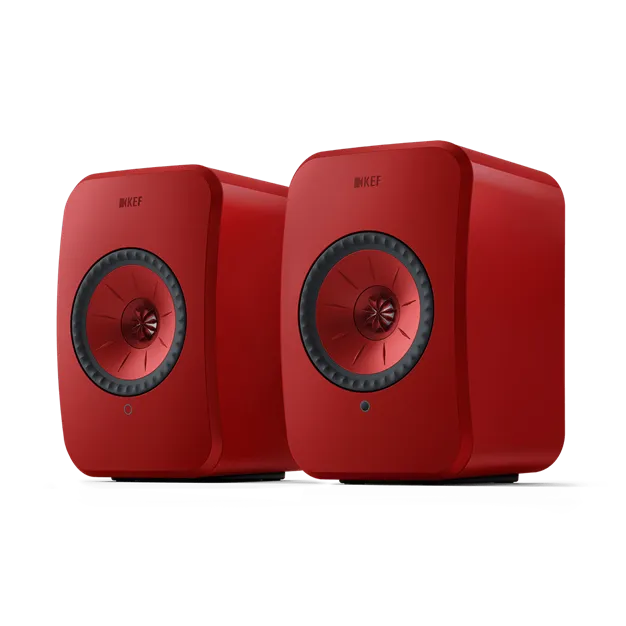 KEF LSX II Lava Red — пара, вигляд спереду