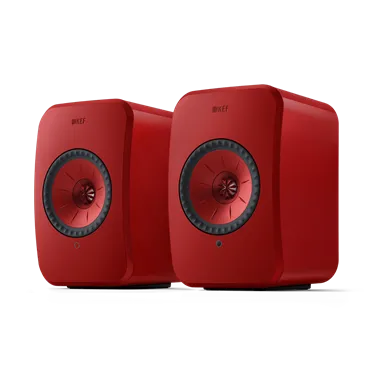 KEF LSX II Lava Red — пара, вигляд спереду