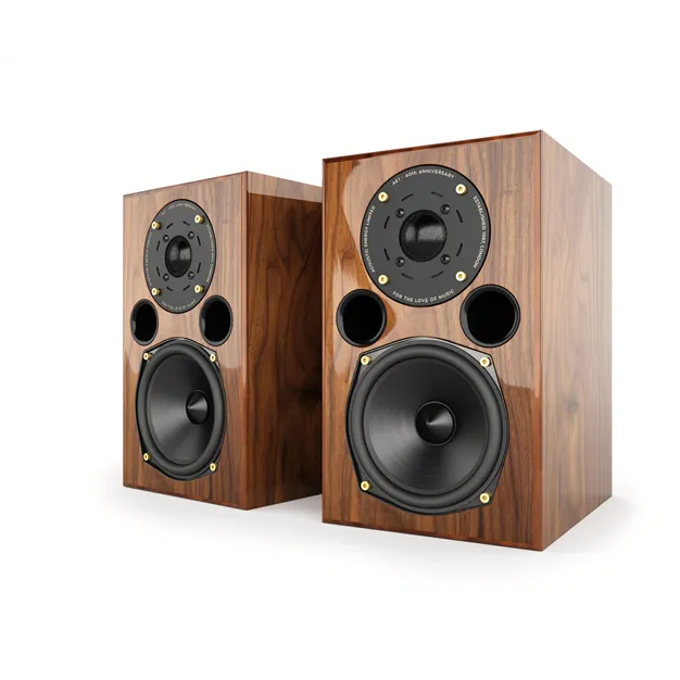 Acoustic Energy AE1 40th Anniversary High Gloss Walnut — пара, вигляд спереду під кутом