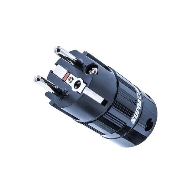 Supra Mains Plug Schuko RH-EU Black Bulk — вигляд з боку контактів