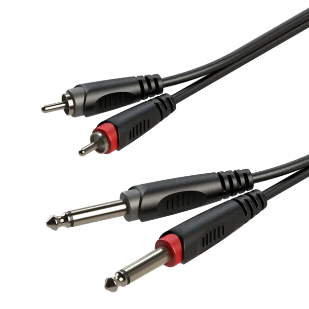 Roxtone RACC150L3 — кабель 2×RCA – 2×Jack 6,3 мм Mono, 3 м