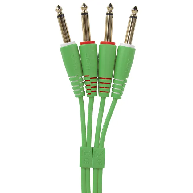 Комплект аудіокабелів UDG U97004GR Jack 6,35 мм — Jack 6,35 мм, 3 м, зелений — Роз’єми крупним планом