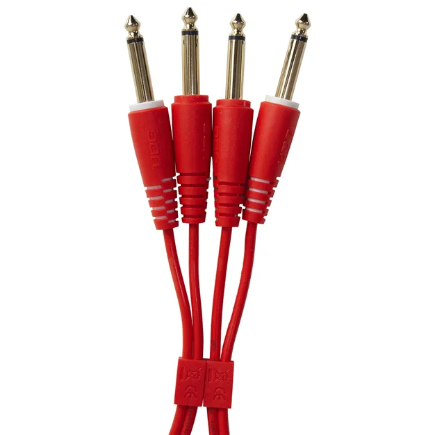 Комплект аудіокабелів UDG U97004RD Jack 6,35 мм — Jack 6,35 мм, 3 м, червоний — Роз’єми крупним планом