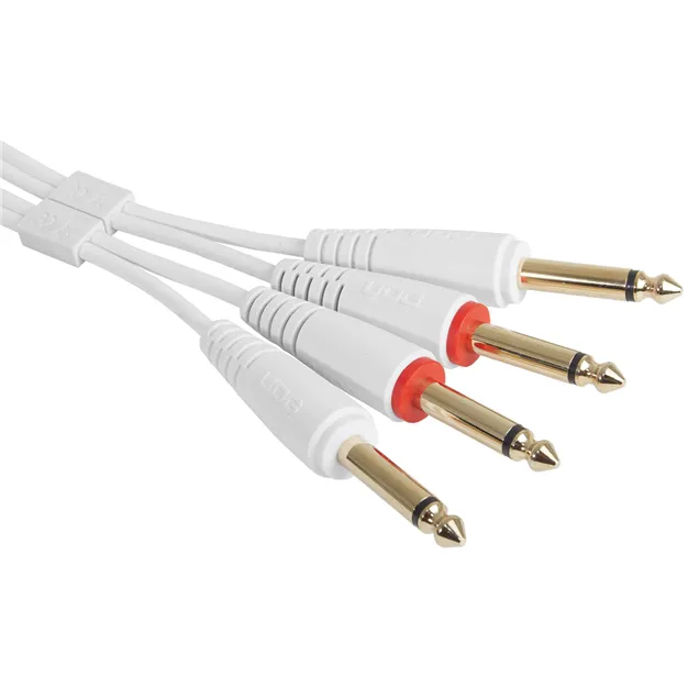 Комплект аудіокабелів UDG U97002WH Jack 6,35 мм — Jack 6,35 мм, 1,5 м, білий — Роз’єми крупним планом