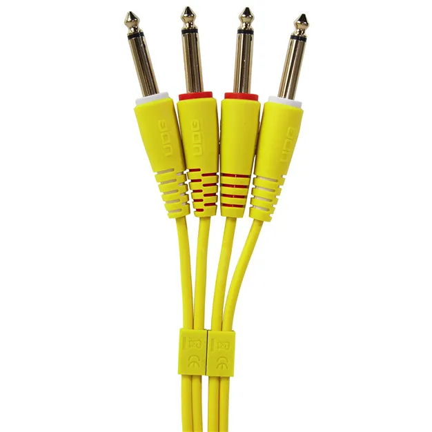 Комплект аудіокабелів UDG U97004YL Jack 6,35 мм — Jack 6,35 мм, 3 м, жовтий — Роз’єми крупним планом