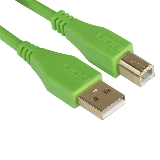 USB-кабель UDG U95001GR USB-A — USB-B, 1 м, зелений — Роз’єми крупним планом