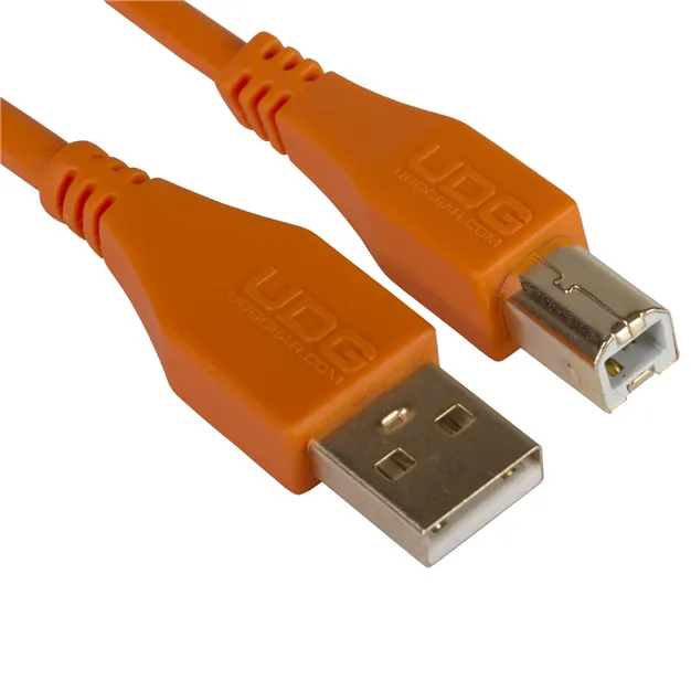 USB-кабель UDG U95002OR USB-A — USB-B, 2 м, помаранчевий — Роз’єми крупним планом