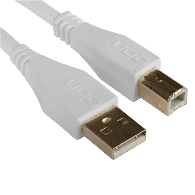 USB-кабель UDG U95001WH USB-A — USB-B, 1 м, білий — Роз’єми крупним планом