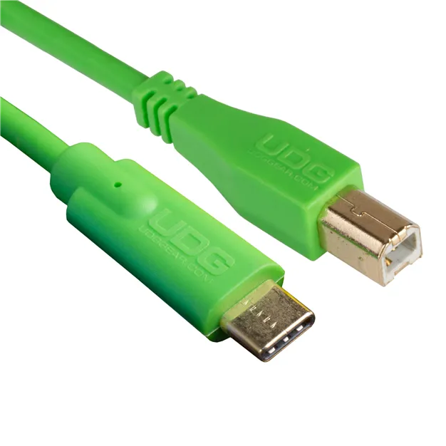USB-кабель UDG U96001GR USB-C — USB-B, 1,5 м, зелений — Роз’єми крупним планом