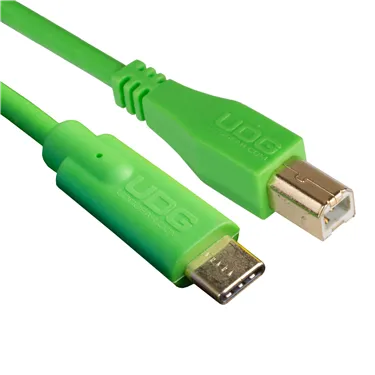 USB-кабель UDG U96001GR USB-C — USB-B, 1,5 м, зелений — Роз’єми крупним планом