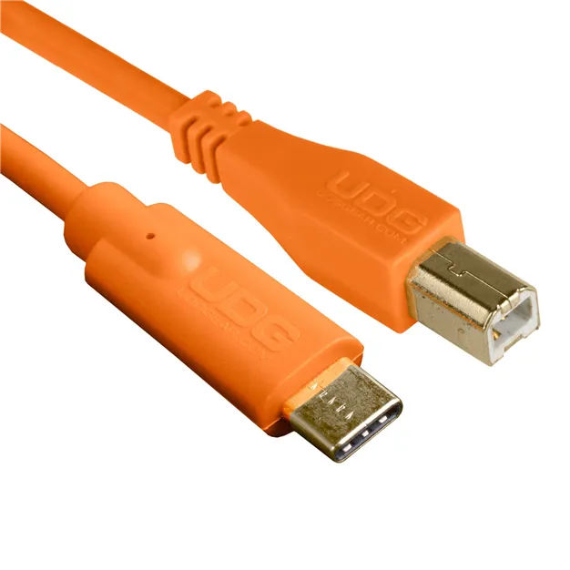 USB-кабель UDG U96001OR USB-C — USB-B, 1,5 м, помаранчевий — Роз’єми крупним планом