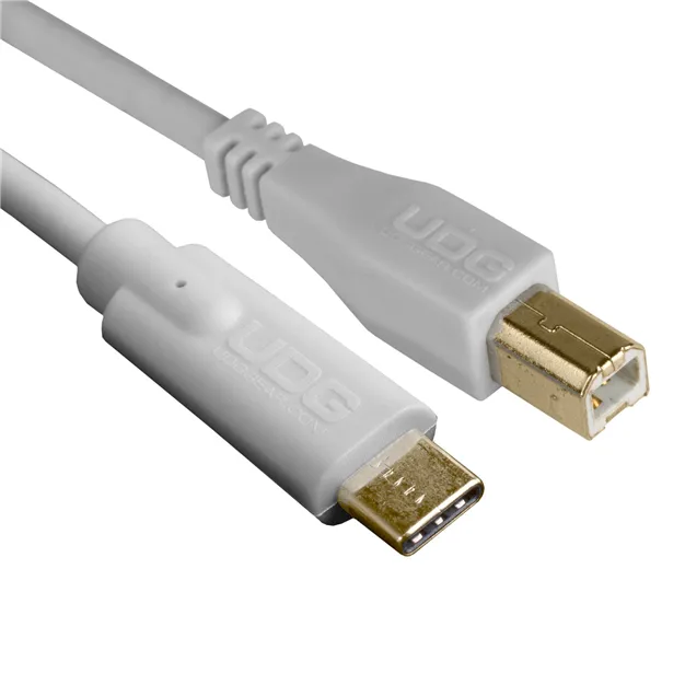 USB-кабель UDG U96001WH USB-C — USB-B, 1,5 м, білий — Роз’єми крупним планом