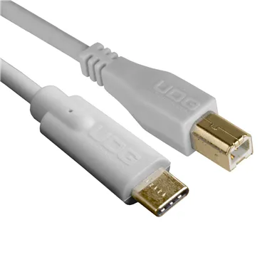 USB-кабель UDG U96001WH USB-C — USB-B, 1,5 м, білий — Роз’єми крупним планом