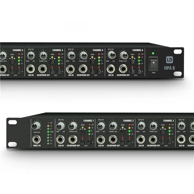 LD Systems HPA 6 — роз’єми передньої та задньої панелей