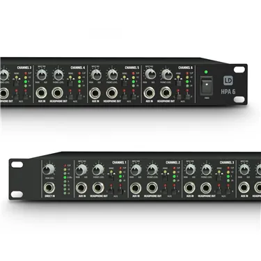 LD Systems HPA 6 — роз’єми передньої та задньої панелей