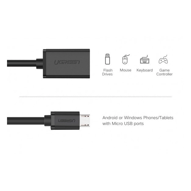 Міжблочний кабель Ugreen US202 Micro USB2.0 to USB OTG Cable